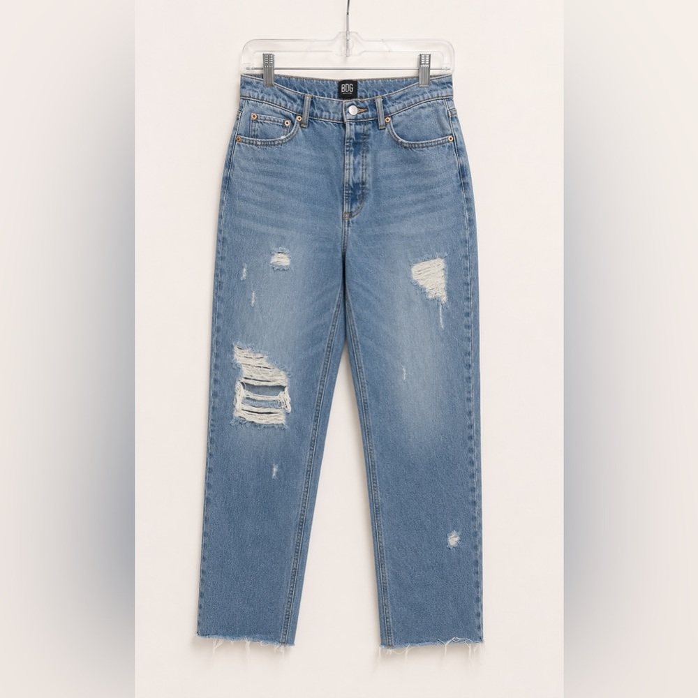 BDG Light Blue Distressed Slim Straight Jeans